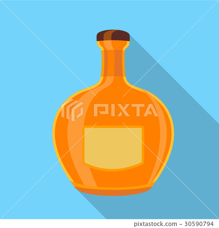 Orange glass bottle icon, flat style - Stock Illustration [30590794 ...
