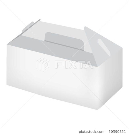 Empty white take out box mockup, realistic style Empty white take out box mockup, realistic style 30590831