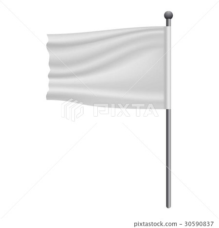 White flag on flagpole mockup, realistic style White flag on flagpole mockup, realistic style 30590837