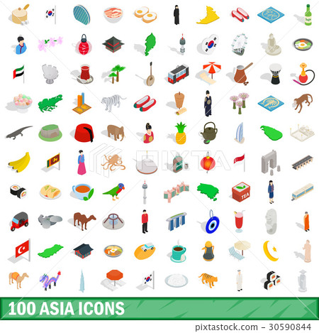 100 asia icons set, isometric 3d style 100 asia icons set, isometric 3d style 30590844