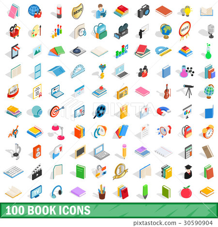 100 book icons set, isometric 3d style - Stock Illustration [30590904 ...