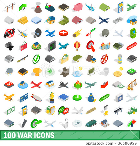 100 war icons set, isometric 3d style 100 war icons set, isometric 3d style 30590959