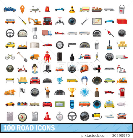 100 road icons set, cartoon style - Stock Illustration [30590970] - PIXTA