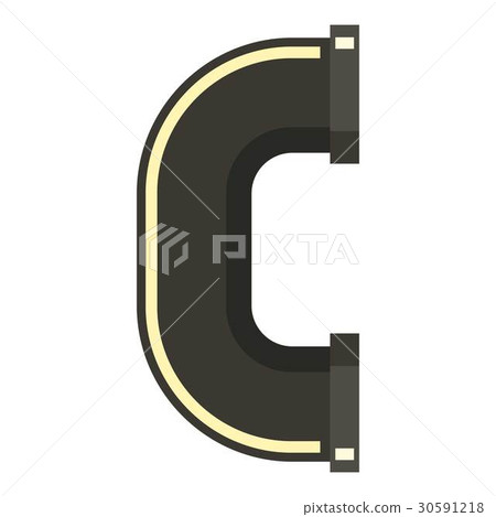 C joint black water pipe icon, flat style C joint black water pipe icon, flat style 30591218