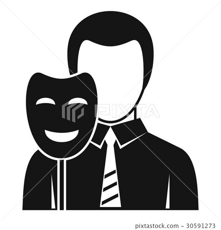 Businessman Holding Smile Mask Icon Simple Style Stock Illustration