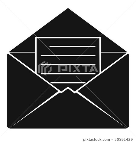 Envelope with sheet of paper icon, simple style 30591429