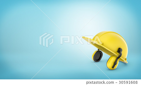 A yellow construction workers hard hat with A yellow construction workers hard hat with 30591608