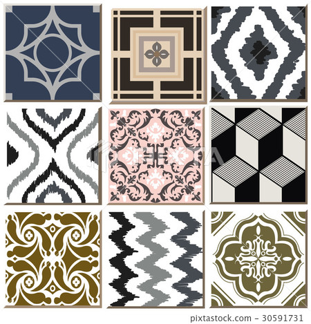 Antique ceramic tile pattern combo collection 30591731