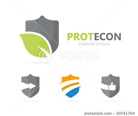 Vector of shield and leaf logo combination - Stock Illustration ...