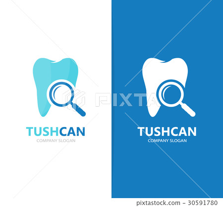 Vector of tooth and loupe logo combination. Dental 30591780