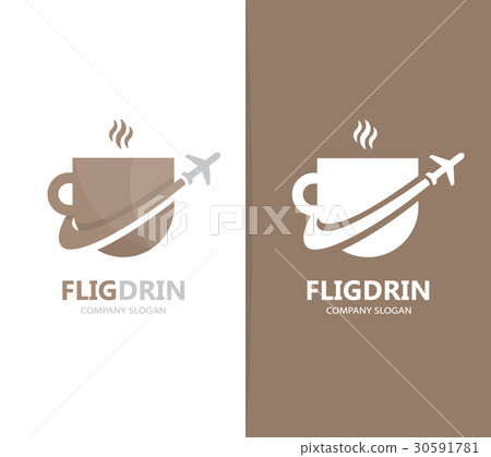 Vector of coffee and airplane logo combination 30591781