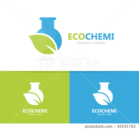 Vector of flask and leaf logo combination 30591783