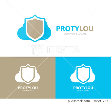 Vector of shield and cloud logo combination 30591784