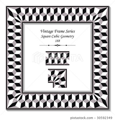 Vintage 3D frame of Square Cubic Geometry-插圖素材 [30592349] - PIXTA圖庫