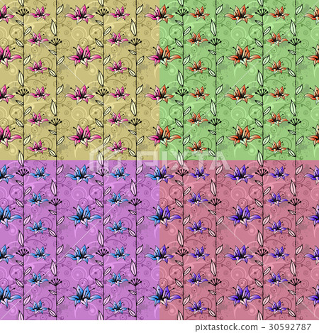 Vintage floral seamless pattern with hand drawn - Stock Illustration ...