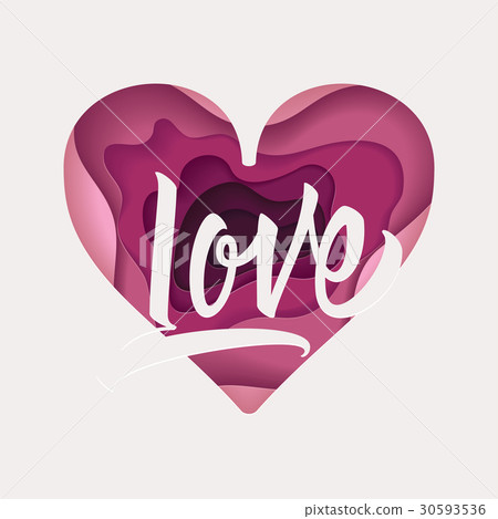 Art paper origami. Heart with the inscription love Art paper origami. Heart with the inscription love 30593536