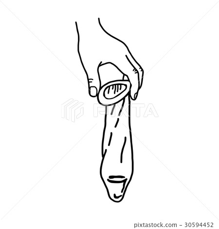 hand holding used condom  30594452