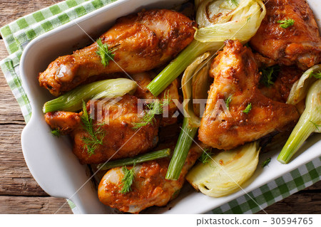 Moroccan delicious chicken baked with fennel Moroccan delicious chicken baked with fennel 30594765