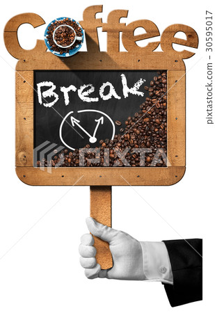 Coffee Break - Blackboard with Coffee Beans Coffee Break - Blackboard with Coffee Beans 30595017