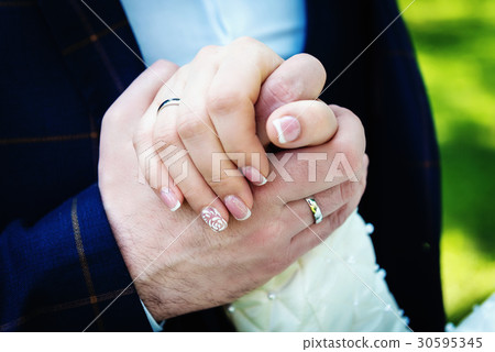 Hands newlyweds rings Hands newlyweds rings 30595345