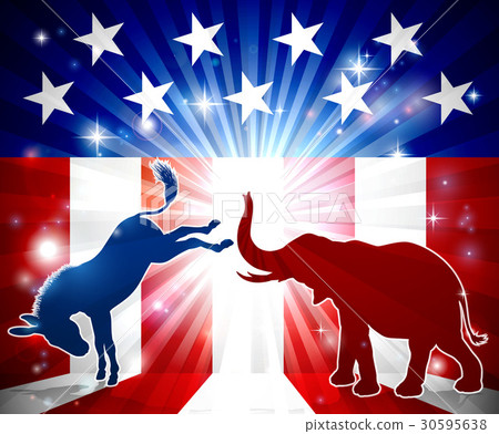 Donkey Fighting Elephant Silhouettes 30595638