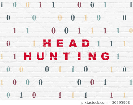 Business concept: Head Hunting on wall background Business concept: Head Hunting on wall background 30595908