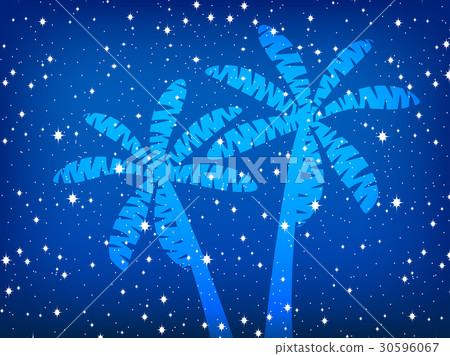 Palms and stars. Night background. Vector Palms and stars. Night background. Vector 30596067