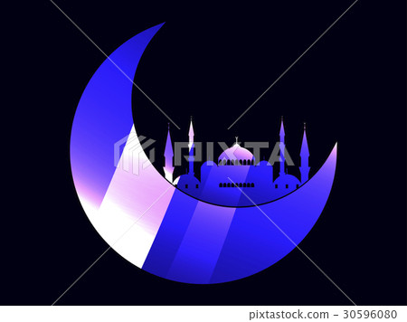 Ramadan Kareem. Mosque and a crescent. Muslim 30596080