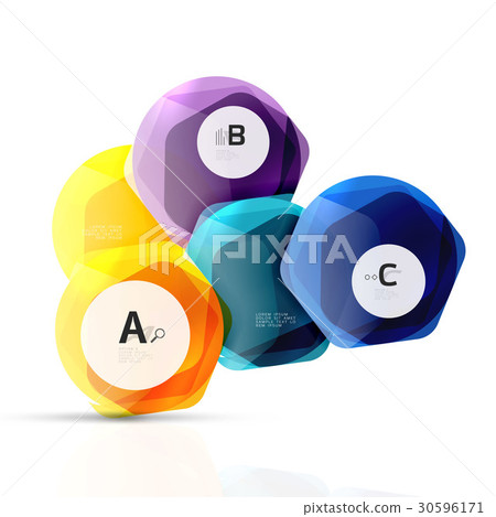 Shiny style modern geometrical hexagons web boxes 30596171