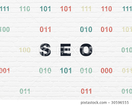 Web development concept: SEO on wall background - Stock Illustration ...