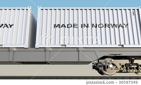 Cargo train and containers with MADE IN NORWAY 30597349