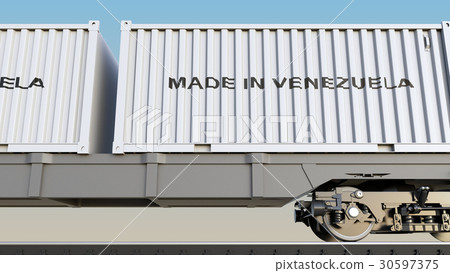 Cargo train and containers with MADE IN VENEZUELA Cargo train and containers with MADE IN VENEZUELA 30597375