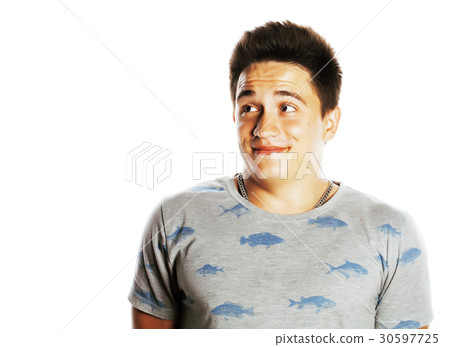 young handsome brunete man emotional posing on young handsome brunete man emotional posing on 30597725