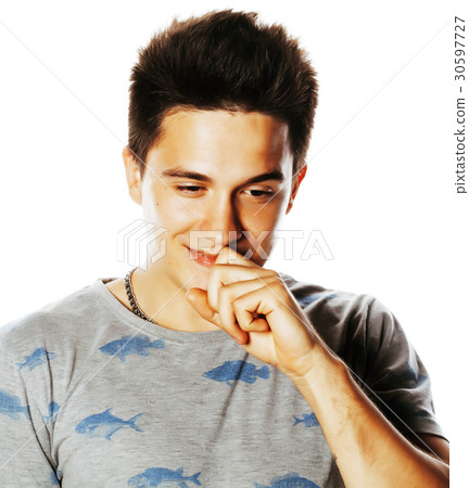 young handsome brunete man emotional posing on young handsome brunete man emotional posing on 30597727