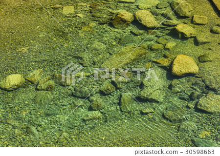 Rocky bottom of brook close-up as background. Rocky bottom of brook close-up as background. 30598663
