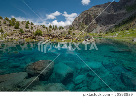 Blue and transparent mountain lake 30598889