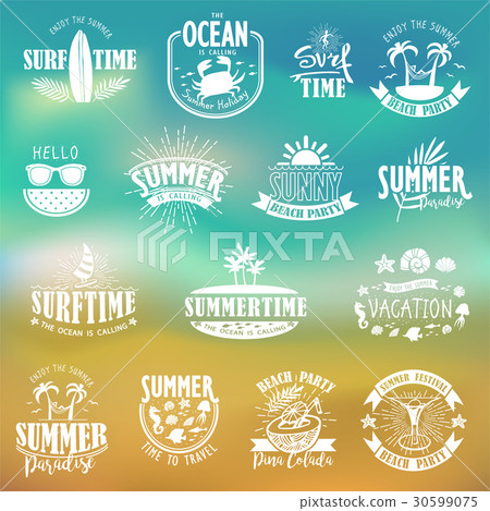 Summer Designs on Tropical Beach Background - Stock Illustration ...