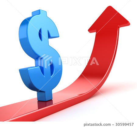 Blue Dollar Symbol on Red Arrow - Stock Illustration [30599457] - PIXTA