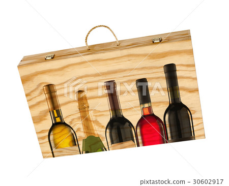 Wooden box for bottles of wine. Wooden box for bottles of wine. 30602917