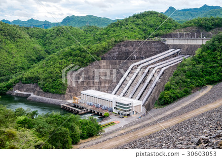 Dam srinakarin power plant on hill at kanchanaburi Dam srinakarin power plant on hill at kanchanaburi 30603053