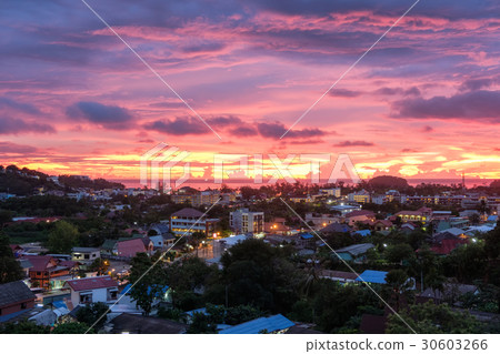 Beautiful view city phuket at sunset 30603266