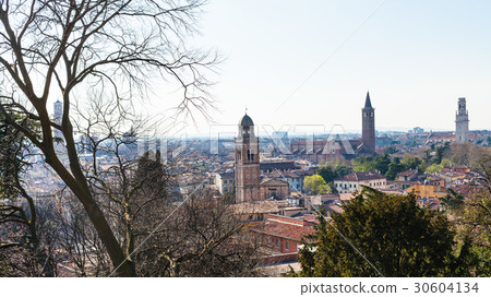 view of Verona city with urban towers in spring view of Verona city with urban towers in spring 30604134