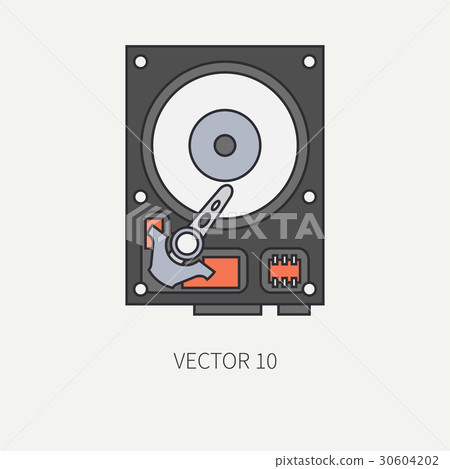 Line flat color vector computer part icon data 30604202