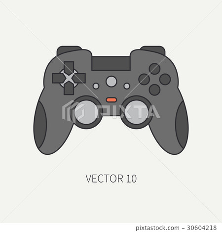 Line flat color vector computer part icon joystick Line flat color vector computer part icon joystick 30604218