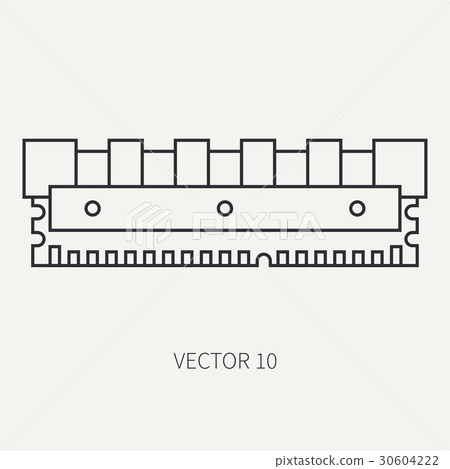 Line flat vector computer part icon data storage Line flat vector computer part icon data storage 30604222