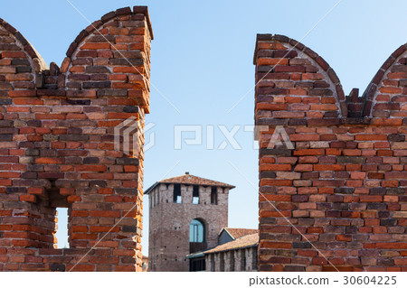 merlons of Castelvecchio Bridge close up 30604225