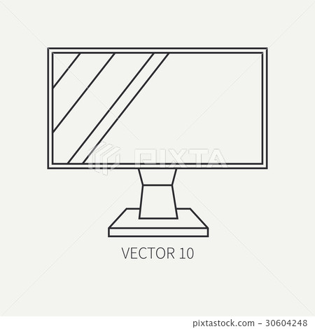 Line flat vector computer part icon lcd monitor 30604248