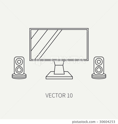 Line flat vector computer part icon lcd monitor 30604253