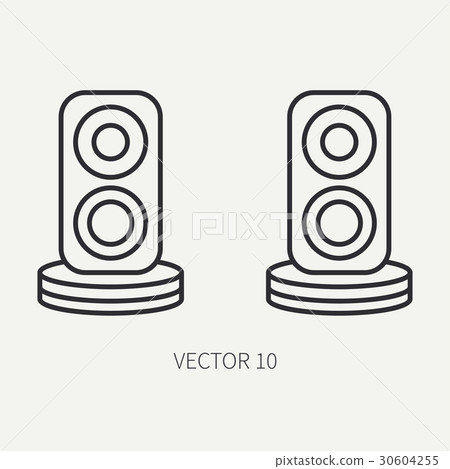 Line flat vector computer part icon audio speakers Line flat vector computer part icon audio speakers 30604255