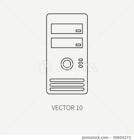 Line flat vector computer part icon housing body 30604273